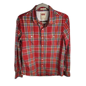 Levi's Slim Fit Plaid Button Up Shirt Men's Medium Red‎ Multicolor